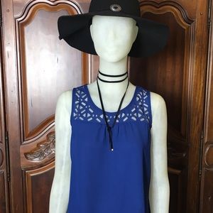 Ocean Blue Cut Out Pattern Top